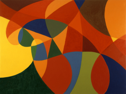 Line or Shape, Curved or Straight - <i>Untitled</i>, 2001. Oil on canvas, 36 x 48 in.