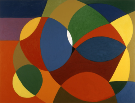 Line or Shape, Curved or Straight - <i>Untitled</i>, 2001. Oil on canvas, 36 x 48 in.