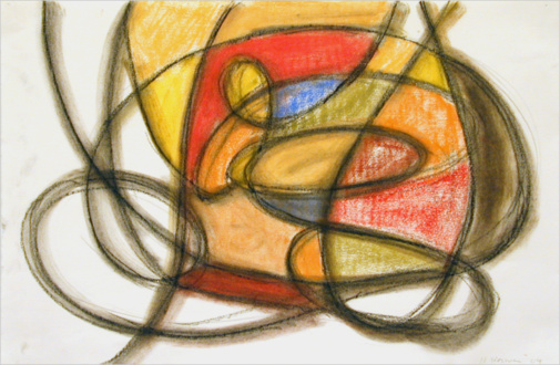 Line or Shape, Curved or Straight - <i>Untitled</i>, 2004. Pastel on paper, 13 3/4 x 19 3/4 in.