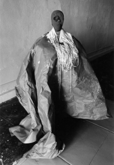 Senga Nengudi – Performances 1976 – 81 - Senga Nengudi, Study for 'Mesh Mirage' 2, 1977. B/W silver gelatin print. 40 × 30 inches