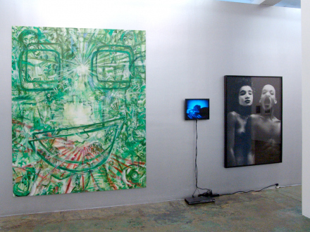 15 Years Thomas Erben - Installation view, north wall (from left): Jutta Koether, Matthias Müller, Lyle Ashton Harris.