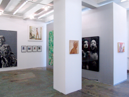 15 Years Thomas Erben - Installation view, east and north wall (from left): Fang Lijun, Oladélé Bamgboyé, Sarah Rossiter, Jutta Koether, Vincent Geyskens, Lyle Ashton Harris, Seth Edenbaum.