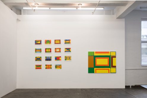 Harriet Korman: Housing Development / New Paintings and Drawings - Installation view, north wall. Photo: Sabrina Slavin.