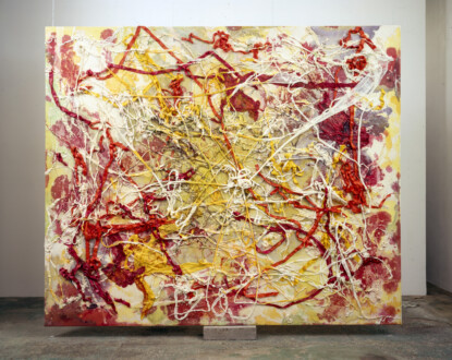 Brain Stain - <i>Gaucho Groucho</i>, 2005. Acrylic and cheesecloth on canvas, 88 x 106 in.