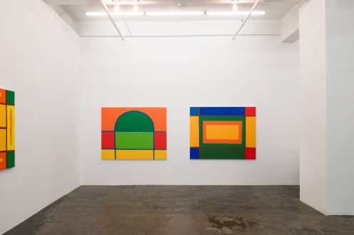Harriet Korman: Housing Development / New Paintings and Drawings - Installation view, south wall. Photo: Sabrina Slavin.