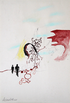 Ala Dehghan – I Can Explain Everything - Ala Dehghan My Mother and Clouds, 2009. Mixed media on paper,50 x 35 cm.