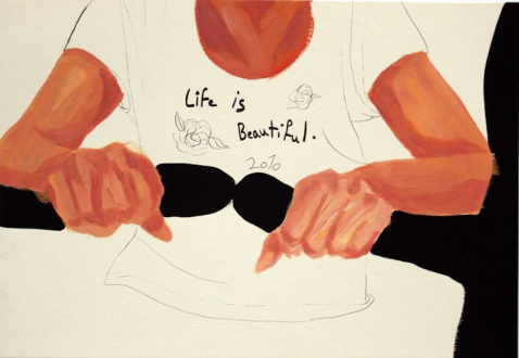 Ala Dehghan – I Can Explain Everything - Ala Dehghan Life Is Beautiful, 2010. Mixed media on paper, 27.5 x 19.5 cm.