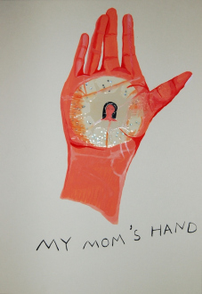 Ala Dehghan – I Can Explain Everything - Ala Dehghan My Mom's Hand, 2010. Mixed media on paper,39.5 x 27.5 cm.