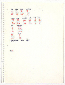 Adrian Piper – Early Drawings and Other Works - Adrian Piper Drawings about Papers and Writing about Words #39, 1967. Colored
ink on paper, 11 x 8.5 in.