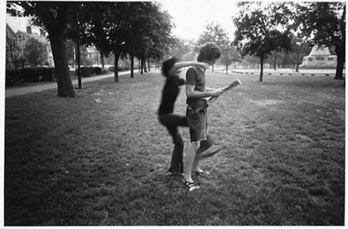 Adrian Piper – The Mythic Being, 1972-1975 - Adrian Piper Getting Back #2, July 1975. B/W photo documentation of a street performance in Cambridge, MA, 10 x 8 in.