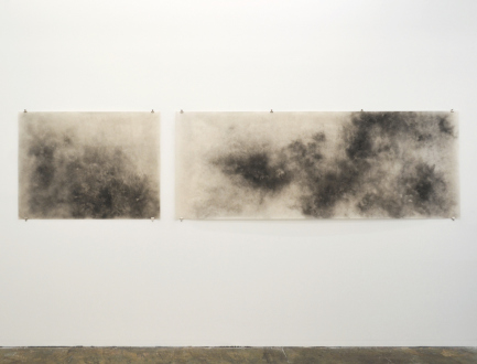 Aiditi Singh – All that is left behind - Aditi Singh, Untitled, 2013-15, Graphite on parchment paper (diptych), 36 x 146 in.