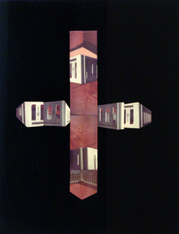 Barry Gerson – The Parting of the Clouds - Porch Enigma #2, 1983. Nimslo 3D photographic construction on Plexiglas,30 x 23 in.