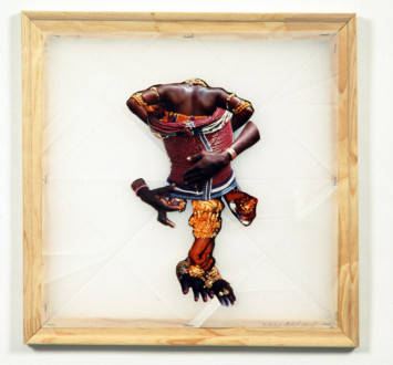 Mike Cloud - Bride Prince, 2004, Collage on vellum with stretcher bars, 13 x 13 inches