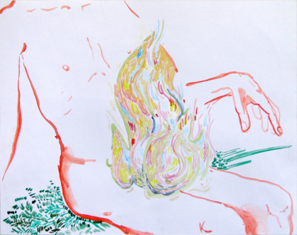 Yevgeniya Baras – Carolin Eidner – Adelhyd van Bender - Carolin Eidner, From the series Morning Glory, no. 1, 2015. Watercolor on paper. 15.5 x 19.5 in. 