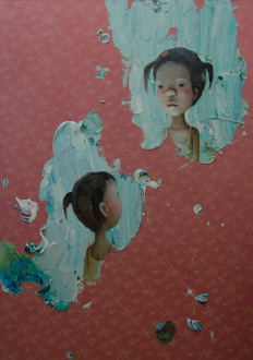 Chen Ke – Li Jikai – Wei Jia - Chen Ke, Another me in the world, 2007. Modeling paste and oil color on silk, 67 x 47.25.