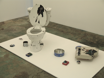 Chen Ke – Li Jikai – Wei Jia - Chen Ke, Everything about little K, 2007. Installation (including one commode, one toy piano and six boxes), modeling paste and oil color on object.