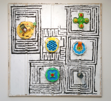 &amp;amp;lt;i&amp;amp;gt;Chicken on Star of David Maze&amp;amp;lt;/i&amp;amp;gt;, 2006, Oil on linen with toy, 40 x 40 x 40 inches