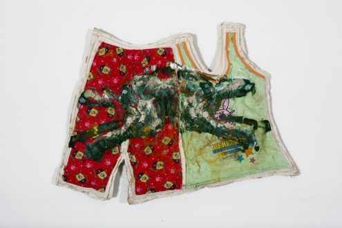 Rabbit Quilt, 2008. Oil and clothes on linen and canvas. 