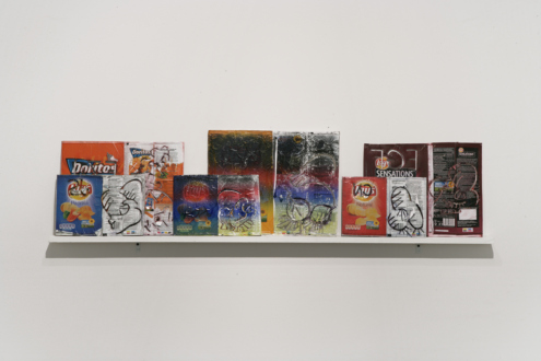 Mike Cloud: Quiltmaking & Over Production of Opposites - Installation view of printing blocks.