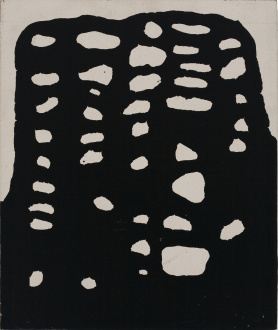 Dona Nelson - <i>Untitled</i>, 1973. Oil-based enamel on masonite
12 × 16 in.