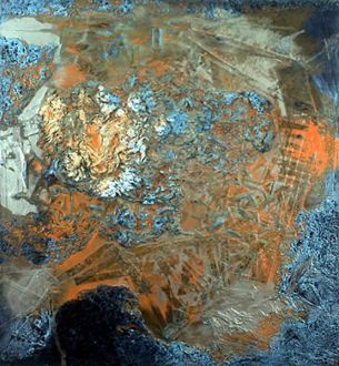 Andrej Monastyrskij, Dona Nelson, Vargas-Suarez Universal, Tom Wood - Dona Nelson Silvery Arrangement, 1992. Acrylic, muslin and strips of canvas on canvas,
84 x 78 in.