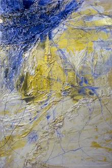 My Home III, 2000. Cheesecloth and acrylic mediums
on canvas, 90 x 60 in.
