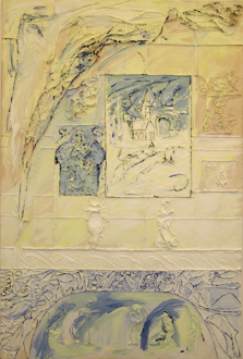 Dona Nelson – in situ: paintings 1973 – present - My Home IV, 2001. Cheesecloth and acrylic mediumson canvas, 90 x 60 in.