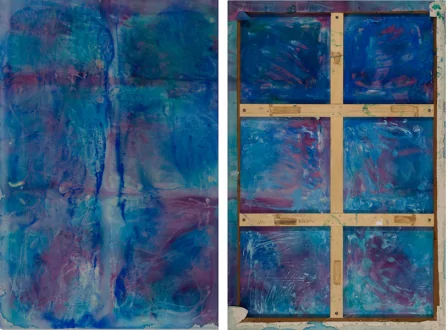 April, 2008 (front and back). Acrylic on canvas, 90 x 60 in.
