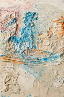 Hag’s Song, 2008. Cheesecloth and acrylic mediums
on canvas 30.25 x 20 in.