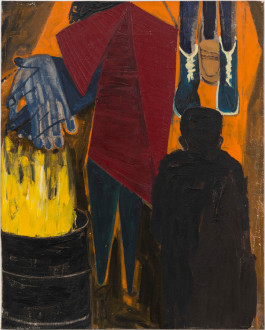 <i>Cold Busy Street</i>, 1984.
Oil on canvas, 39 ½ × 36 ½ in.