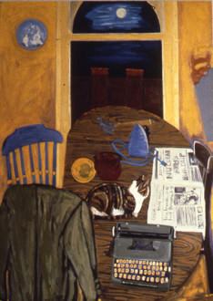 <i>Daily News</i>, 1983. Oil on canvas, 84 x 60 in.