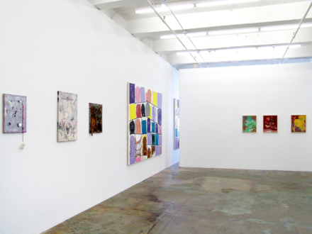 of certain instability – Whitney Claflin, Harriet Korman, Nolan Simon, Hans-Peter Thomas aka Bara - Installation view, west and north walls. Whitney Claflin, Bara, Nolan Simon.