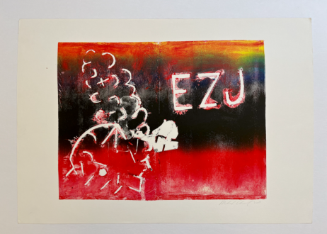 EZJ White Black, 2009. Monoprint, 
16 ½ × 23 ⅜ in. 