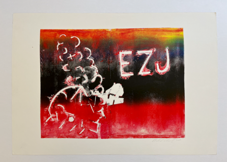 Mike Cloud: Quiltmaking & Over Production of Opposites - EZJ White Black, 2009. Monoprint, 16 ½ × 23 ⅜ in. 