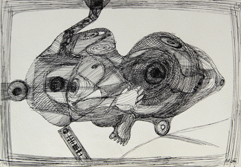 Looped and Layered – Contemporary Art from Tehran - Farshid Maleki Untitled 2, 2006. Pen and ink on paper, 13.5 x 19.5 in.