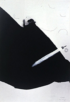 Pintura Habitada and other works, 1975 – present - Perdao, 1993. B/W photograph with white acrylic paint, 32.5 x 25 in.