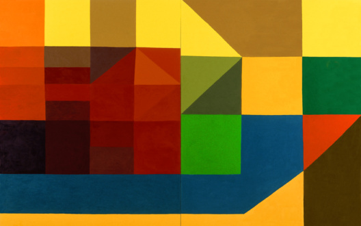 Line or Shape, Curved or Straight - <i>Untitled</i>, 2001. Oil on canvas (diptych), 60 x 96 in.