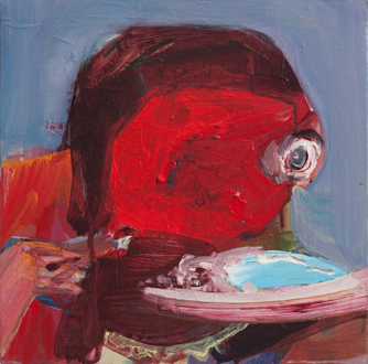 Haeri Yoo, Plate, 2008. Acrylic and pigment on canvas, 10 x 10 in.