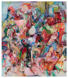 Haeri Yoo – Body Hoarding - Sunken Garden, 2010. Acrylic, pastel, spray paint on canvas, 90 x 78 in.