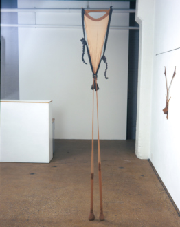 Senga Nengudi – Répondez s’il vous plaît - Senga Nengudi, R.S.V.P. 1975-77. Nylon mesh, sand, 8 x 1 feet.