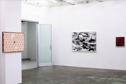 Accrochage - Installation view, entrance and west wall. 