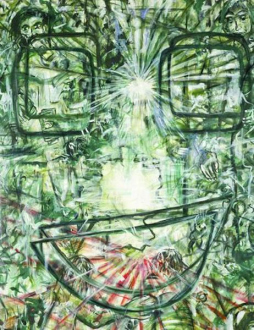 15 Years Thomas Erben - Jutta Koether, Antibody III (Passionate Power and Rules of Action), 1993. Oil oncanvas, 95.5 x 75.5 in.