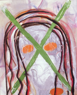 Jutta Koether – I Is Had Gone - Living Desire (Disarmed), (from Hysterics series) 2000. Acrylic on canvas, 24 x 20 in.