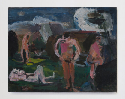 <i>Bathers after Cézanne</i>, 2015. Oil on canvas, 11 x 14 in.