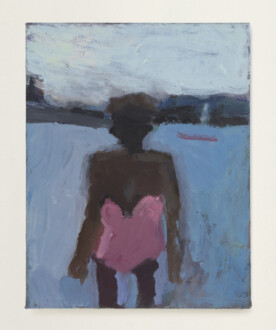 <i>Pink Bathing Suit #8</i>, 2020. Oil on canvas, 14 x 11 in.