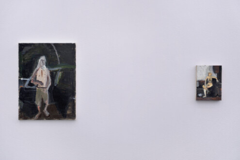 Recent Paintings - Installation view, west wall (detail).