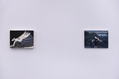 Recent Paintings - Installation view, west wall (detail).