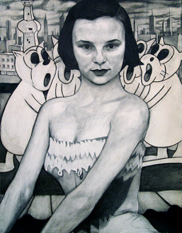 15 Years Thomas Erben - Jenny Scobel, She Heard the News, 1998. Graphite, oil and wax on prepared
wooden panel, 36 x 28 in.