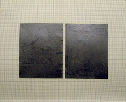 Lala Rukh, Mirror Image #2, 1997. Graphite over newsprint collaged onto graph paper, 19 x 24 in.