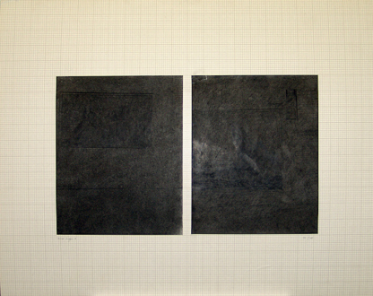 Lala Rukh, Mirror Image #3, 1997. Graphite over newsprint collaged onto graph paper, 19 x 24 in.
